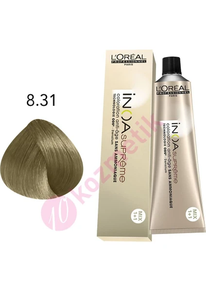 L'Oréal Professionnel İnoa Supreme 8.31 Koyu Sarı Dore Küllü Amonyaksız Saç Boyası 60Ml