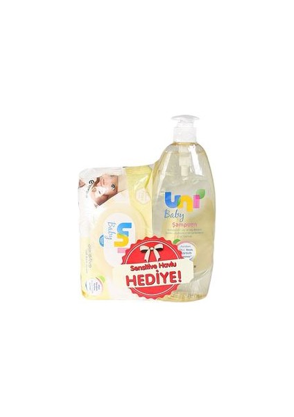 Uni Baby Şampuan 750 ml+ Uni Baby Sensitive Islak Mendil