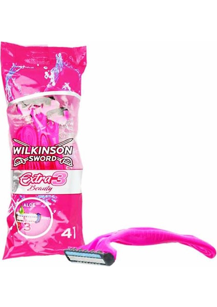 Wilkinson Sword Extra 3 Beauty - Oynar Başlıklı Kullan At Tıraş Bıçağı 4'lü Paket