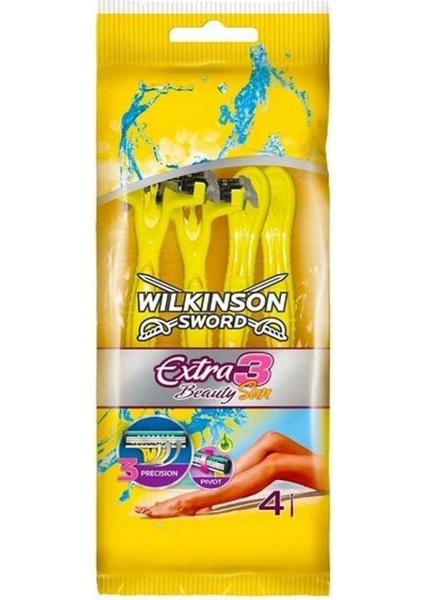 Wilkinson Sword Extra 3 Beauty Sun - Oynar Başlıklı Kullan At Tıraş Bıçağı 4'lü Paket