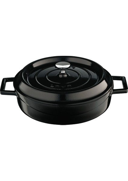 Trendy Çok Amaçlı Döküm Demir Sığ Tencere Çap 24 cm Siyah
