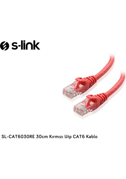 S-link SL-CAT6030RE 30cm Kırmızı Utp CAT6 Kablo