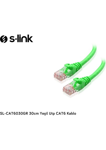 S-link SL-CAT6030GR 30cm Yeşil Utp CAT6 Kablo