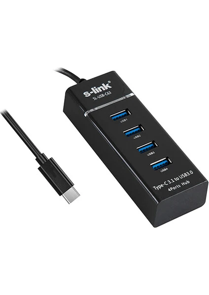 S-link SL-USB-C63 USB3.1 Type C TO 4Port 3.0 Çevirici Hub