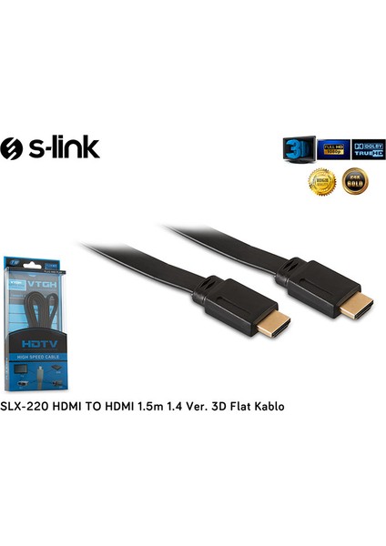 S-link SLX-220 HDMI TO HDMI 1.5m 1.4 Ver. 3D Kablo