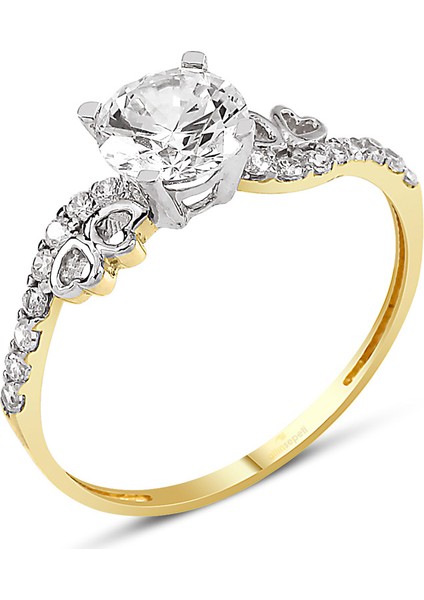 Altınsepeti Kalp Motifli Altın Tektaş Yüzük As8Y44