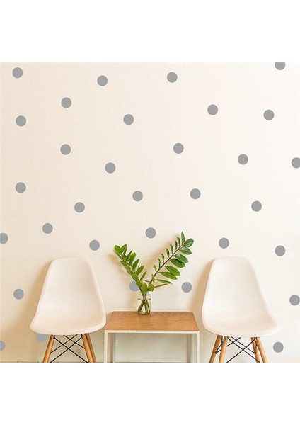 Puantiyeli Duvar Stickerı Dekorasyon Sticker Puan Çocuk Odası Figürü Polka Dots Gri