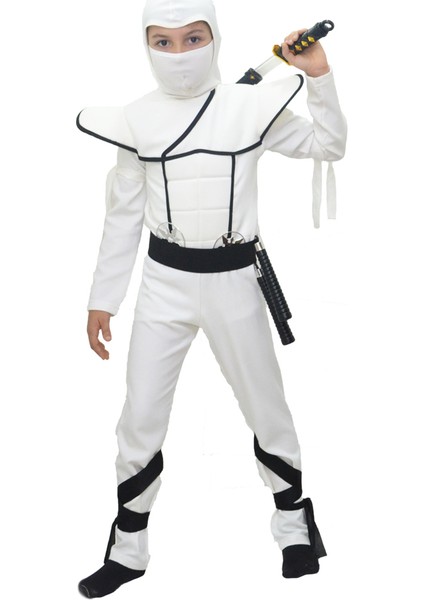 Gizli Ninja Çocuk Kostümü Beyaz Lüks 3 - 4 Yaş