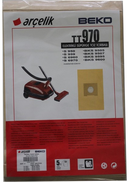 Beko BKS 9595 Elektrikli Süpürge Uyumlu Kağıt Toz Torbası
