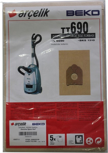 S 6690 Elektrikli Süpürge Uyumlu Kağıt Toz Torbası