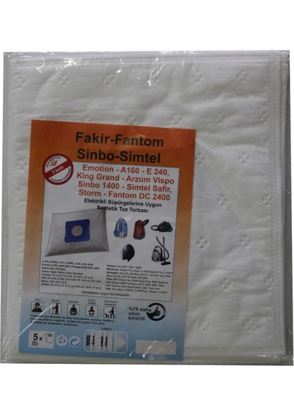 Sinbo 1400 Elektrikli Süpürge Uyumlu Sentetik Toz Torbası