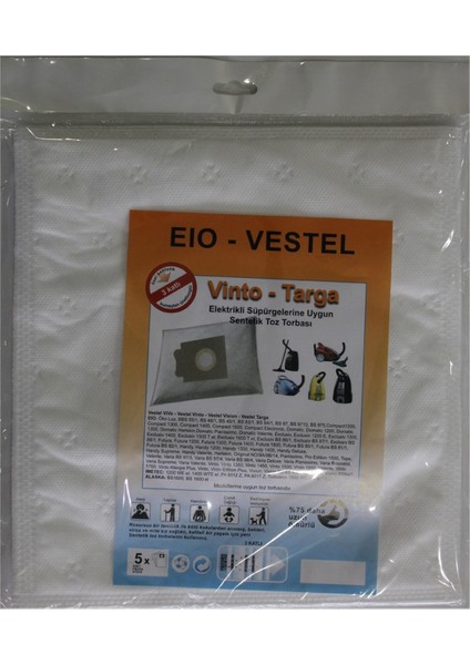 Vinto Elektrikli Süpürgeye Uygun Sentetik Toz Torbası