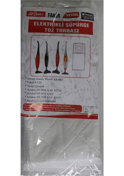 Ariston HS B18 AAO Süpürgeye Uygun Sentetik Toz Torbası