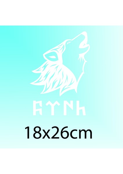 Uluyan Kurt Silüeti + Göktürkçe Türk Yazısı Oto Sticker fiyatları