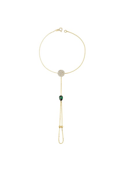 Altın Daire Damla Taşlı Şahmeran