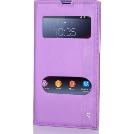 Gpack Sony Xperia Z1 Kilif Cift Pencereli Deri Kapakli Fiyati