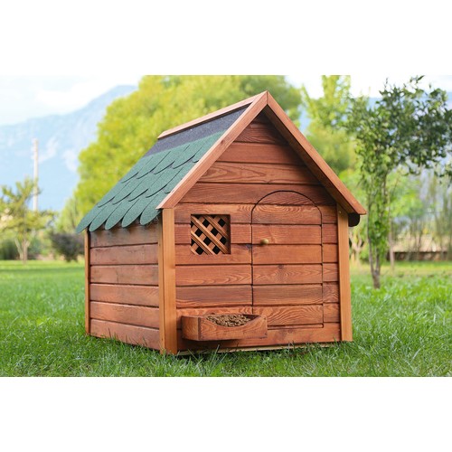 Mandu Isı Yalıtımlı Ahşap Köpek Kulübesi M + Minder, İsimlik, Mama Kabı 449,00 TL