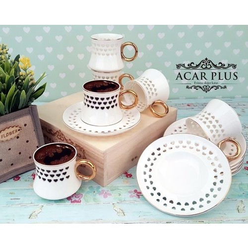 Acar Kalp Desenli 6 Lı Kahve Fincanı Takımı Fiyatı