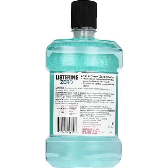 Johnson & Johnson Listerine Zero Mouthwash, Clean Mint ,1.5 Fiyatı