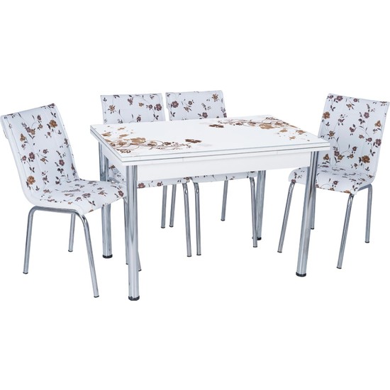 Aras Kahve Çiçek Açılır Camlı Masa Takımı (6 Sandalye) Fiyatı