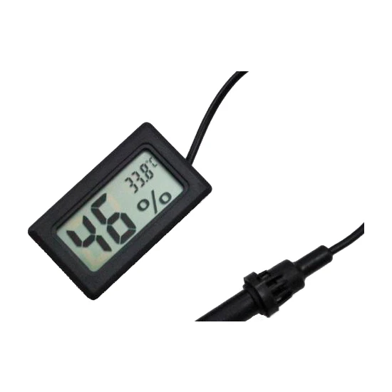 Holdpeak Dijital Problu Nem Ölçer Termometre  (Siyah)