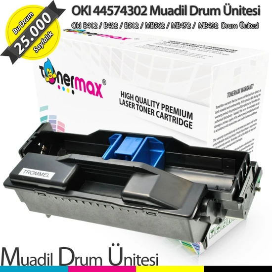 Toner Max® Oki 44574302 / B412 / B432 / B512 / Mb472 / Mb492 Muadil Drum Ünitesi 25K