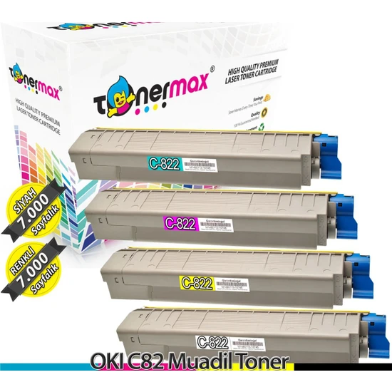 Toner Max® Oki C822 Muadil Toneri - 1 Set Cmyk