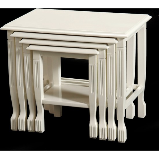 Osmanlı Mobilya Aslan Ayak 4Lü Zigon Sehpa Lake Beyaz Fiyatı