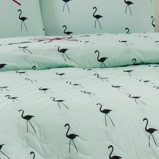 Kapitone Çift Kişilik Yatak Örtüsü Seti Flamingo Mint Fiyatı