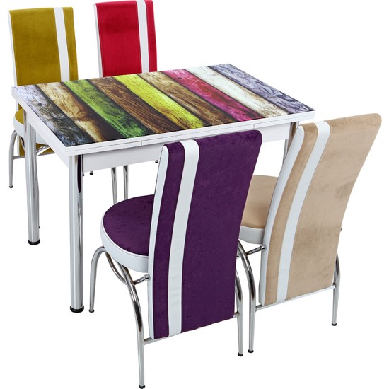 Osmanlı Mutfak Masa Takımı Masa + 4 Lale Sandalye Renkli Fiyatı