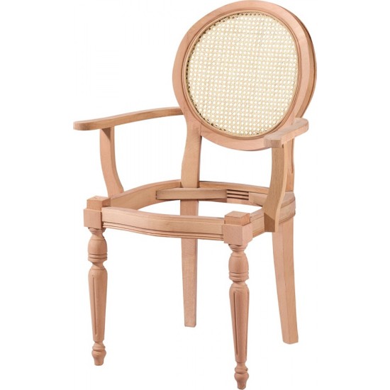 Masifart 7177 Hasırlı Kollu Yuvarlak Sandalye Cilasız Masifart 7177 Hasırlı Kollu Yuvarlak Sandalye Cilasız