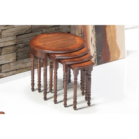 Osmanlı Mobilya Gala Zigon Sehpa 4Lü Ceviz Fiyatı