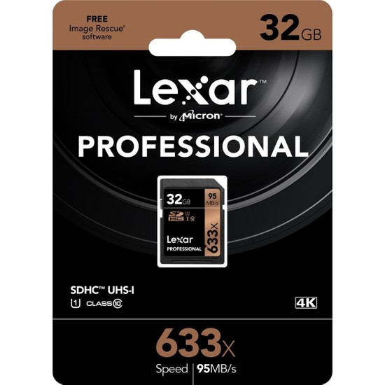 Lexar 32GB 633X Professional SDHC 95Mb/Sn. UHS-1 (Class 10) U1 Hafıza Kartı