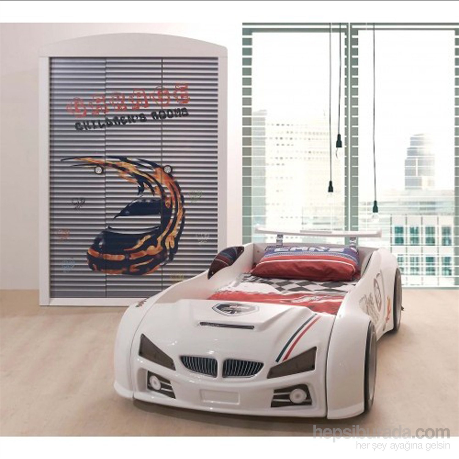 Arabalı Yatak Bmw Garaj Dolap Beyaz Fiyatı Taksit