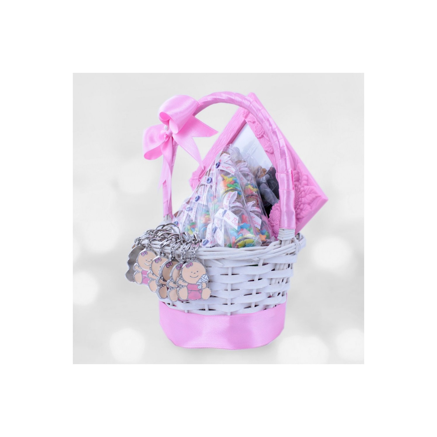 Kare Dekor Yenidoğan Bebek Pembe Hediye Sepeti Fiyatı