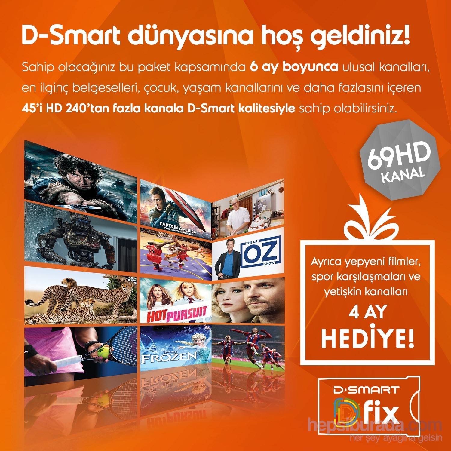 D-Smart Modul Türksat Mega Paket 12 Monate Dsmart Dfix Prepaid Abo 