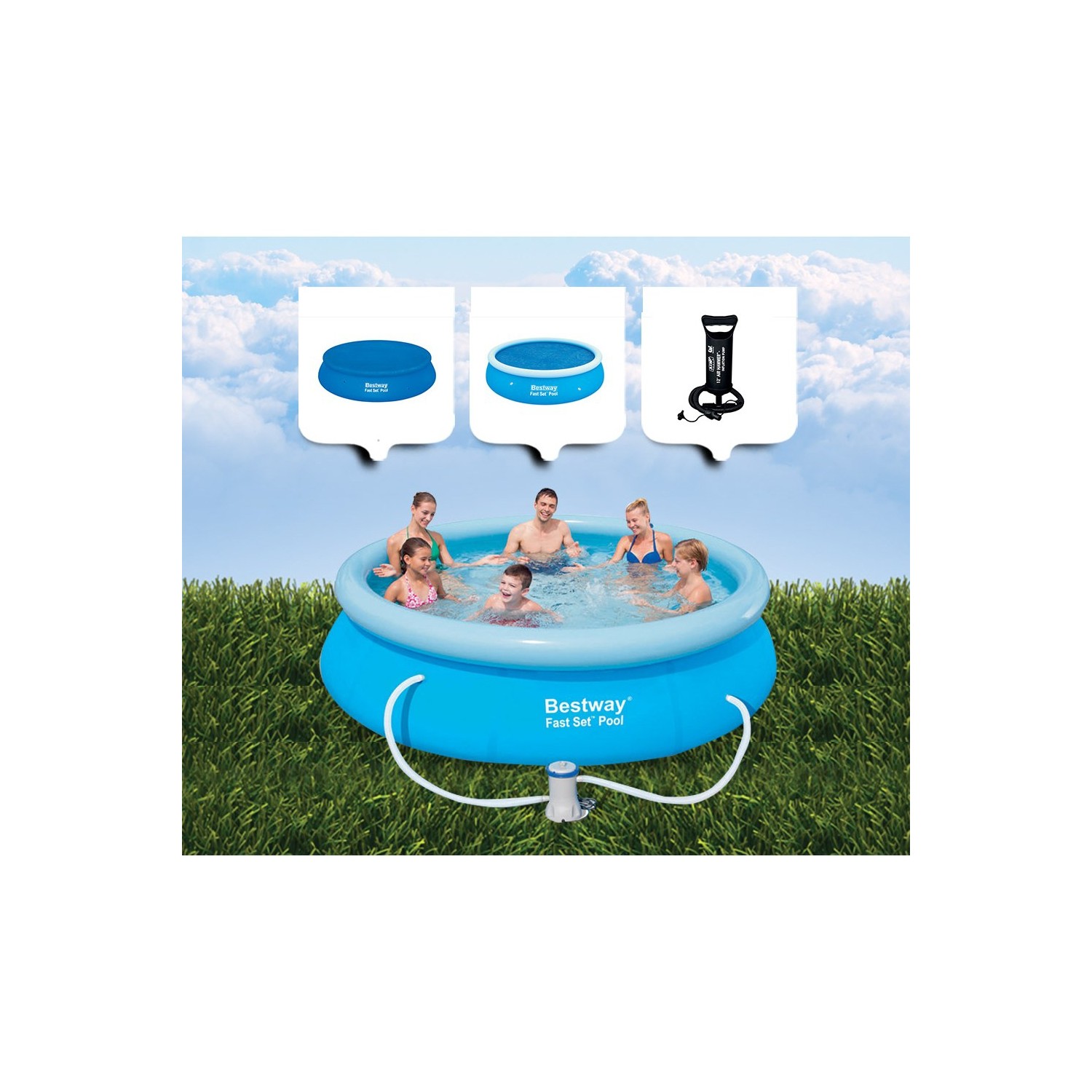 Bestway Büyük Şişme Havuz 305X76cm Üst Kapama Bezi + Alt