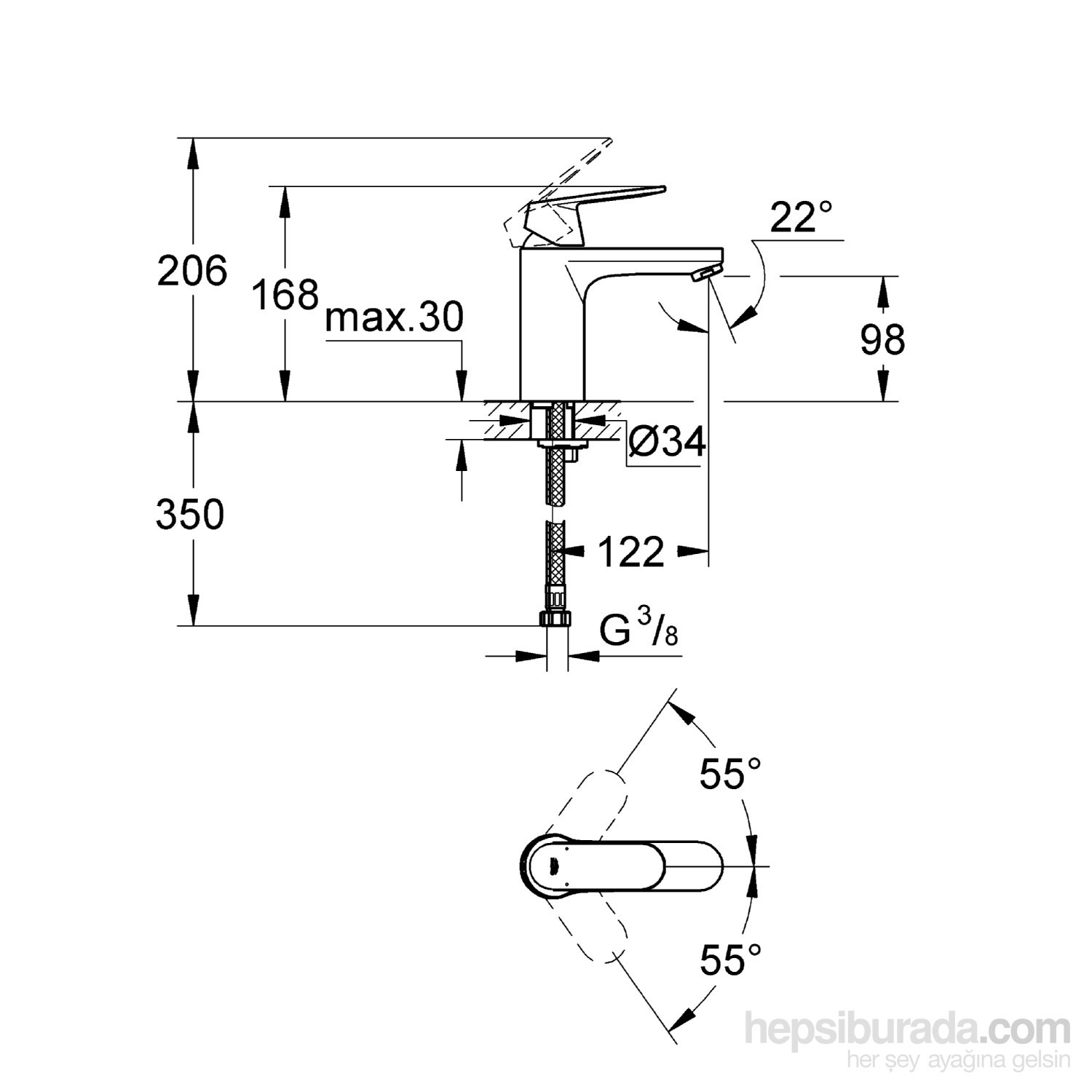 Grohe Eurocosmo Tek Kumandal? Lavabo Bataryas? - 23327000 Fiyat?