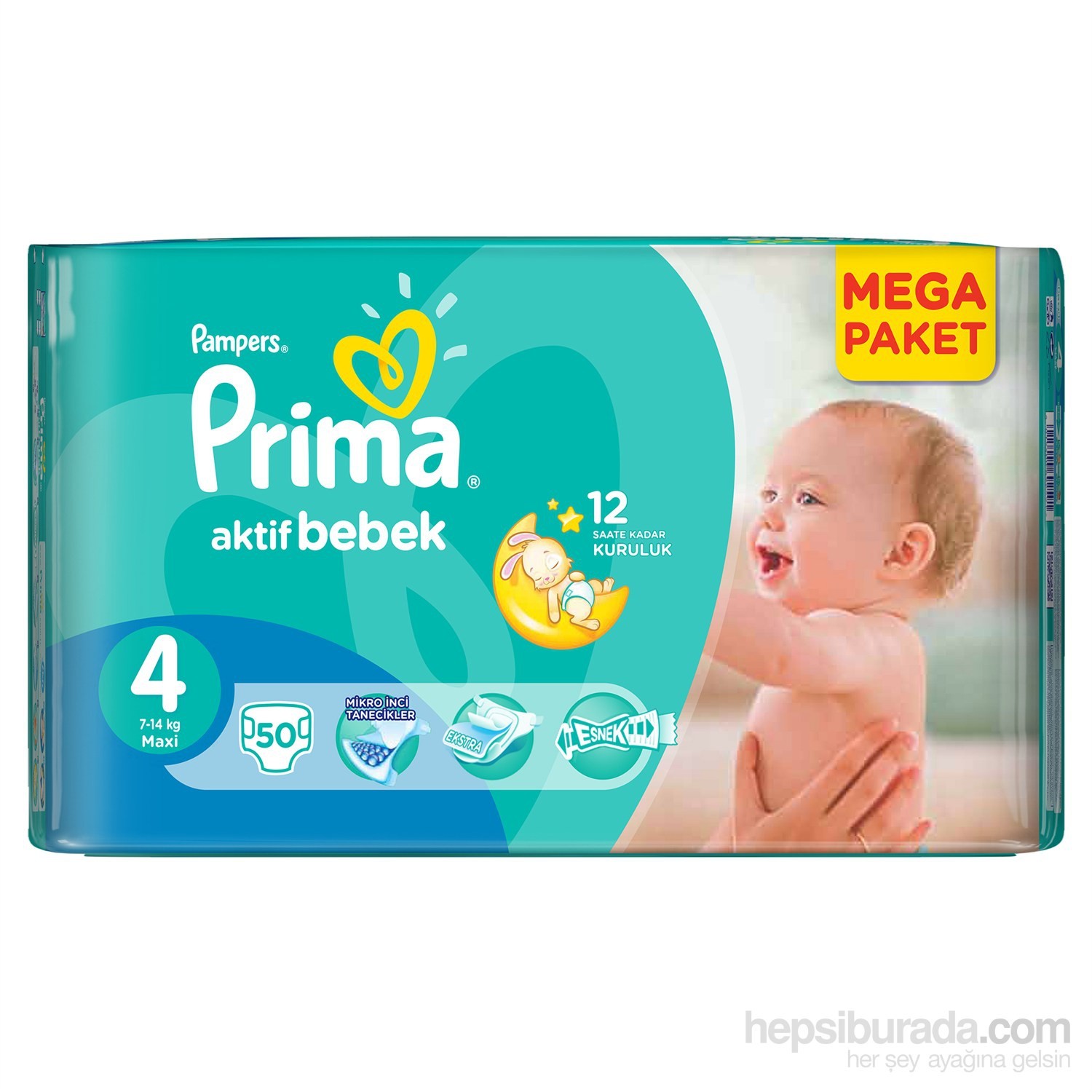 Prima Bebek Bezi Aktif Bebek Mega Paket 4 Beden 50 Adet Fiyatı