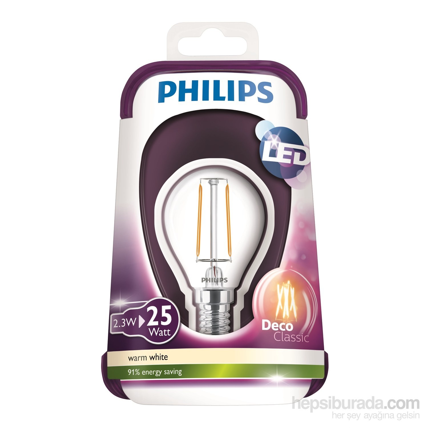 Philips Led Filament 25W Bulb E14 İnce Duy Sarı Işık Fiyatı