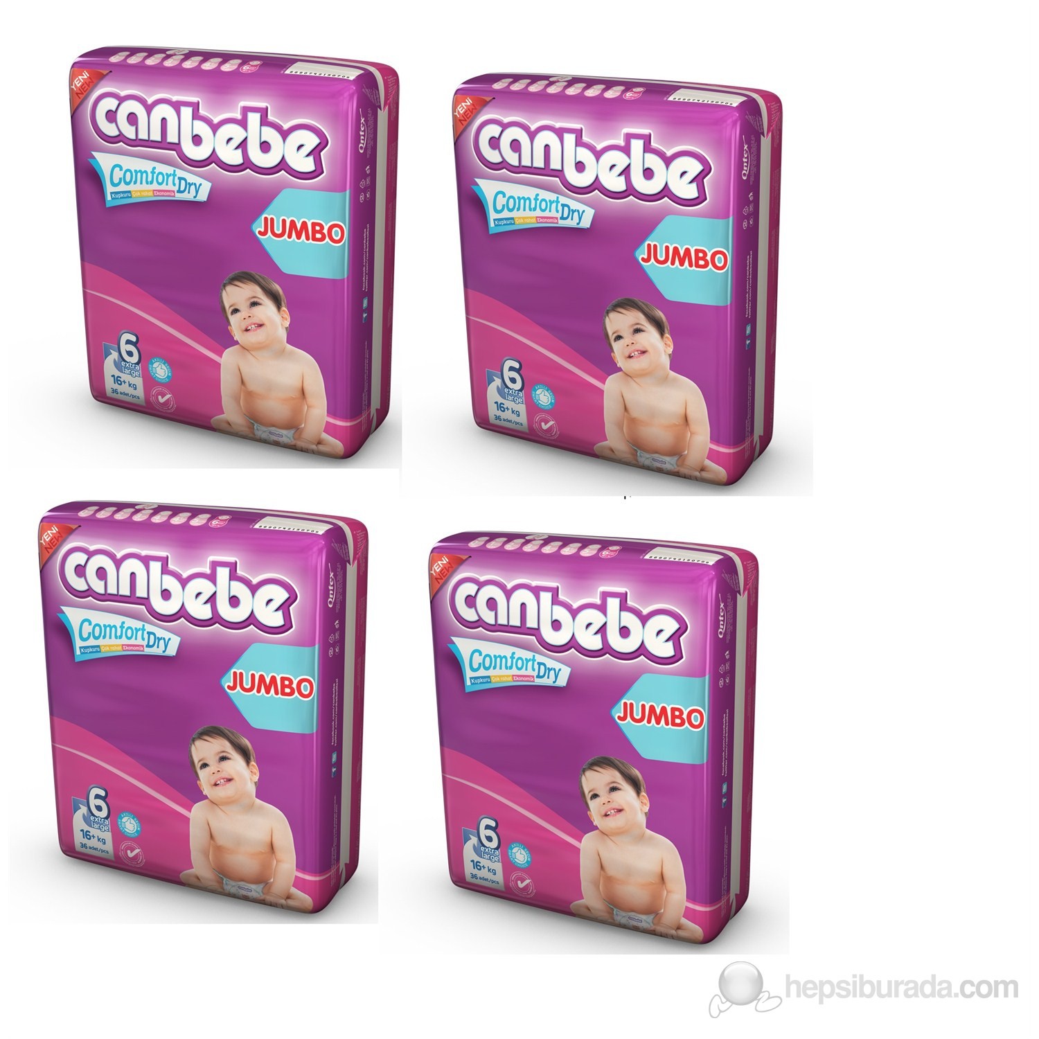 Canbebe Bebek Bezi Jumbo 4�lü Paket 6 Beden 144 Adet Fiyatı