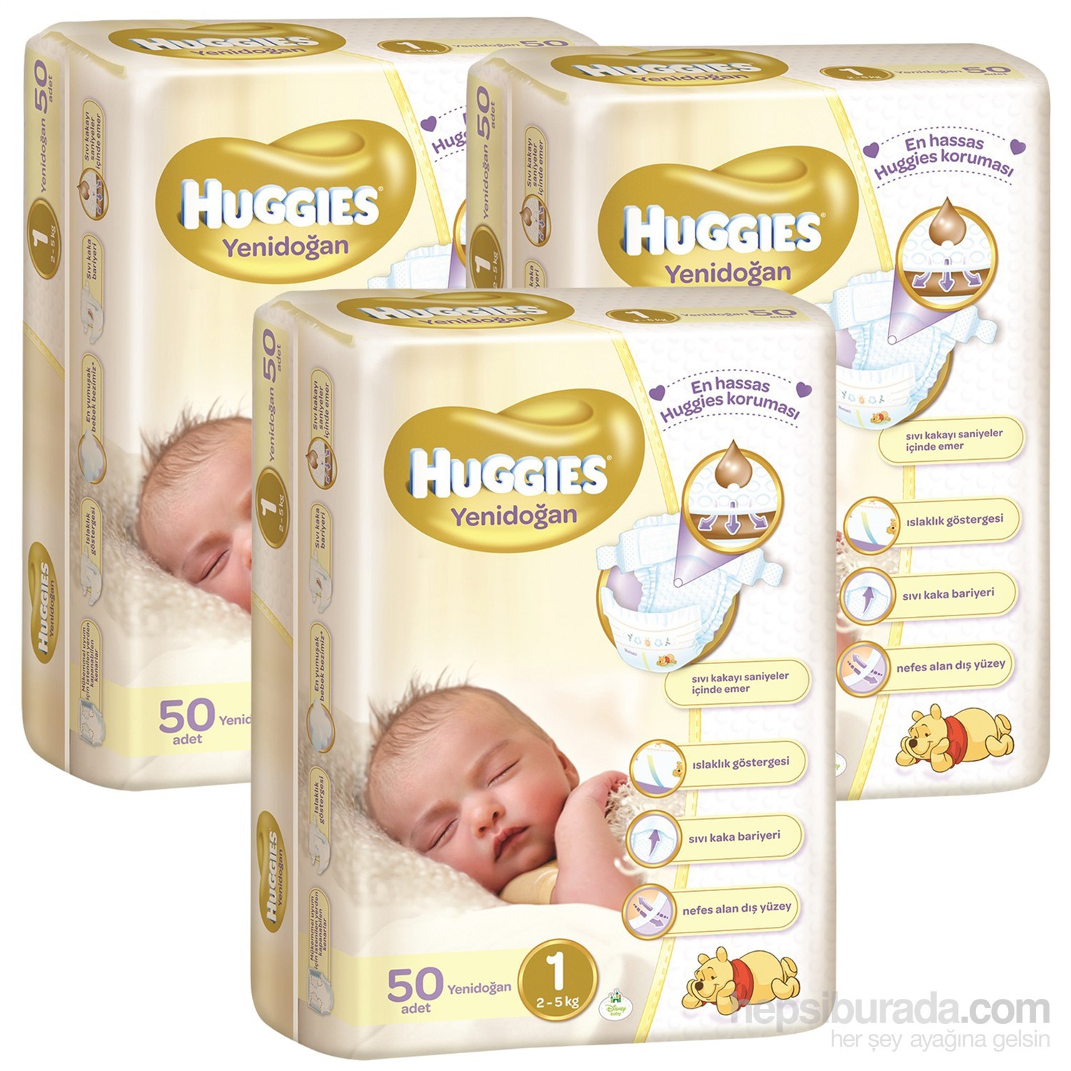 Huggies Unisex Bebek Bezi Jumbo 3�lü Paket Yenidoğan 1 Beden Fiyatı