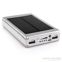 King Shark 10000 mAh 20 Ledli Solar Taşınabilir Powerbank Şarj Aleti Gümüş