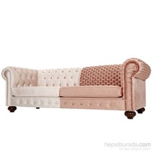 3A Mobilya Modern Örgü Chesterfield - Pembe Beyaz