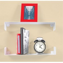Decormet Parantez Raf ve Kitaplık Seti Beyaz