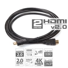 Dark v2.0 2mt, 4K / 3D, Ağ Destekli, Altın Uçlu HDMI Kablo  (DK-HD-CV20L200TV)
