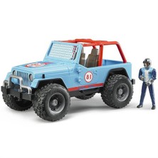 Bruder Jeep Cross Safari Aracı Kasklı Pilotu Mavi BR02541