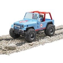 Bruder Jeep Cross Safari Aracı Kasklı Pilotu Mavi BR02541