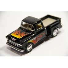 Kinsmart Siyah Ateş Desenli 1955 Chevy Stepside 1:32 Çek-Bırak Pickup