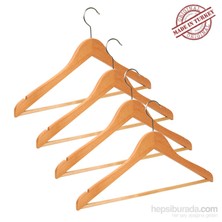 Nyn Ahşap Askı 4'Lü Naturel Kayın Ağacı